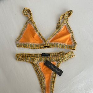Orange and Gray Crochet Bikini Set